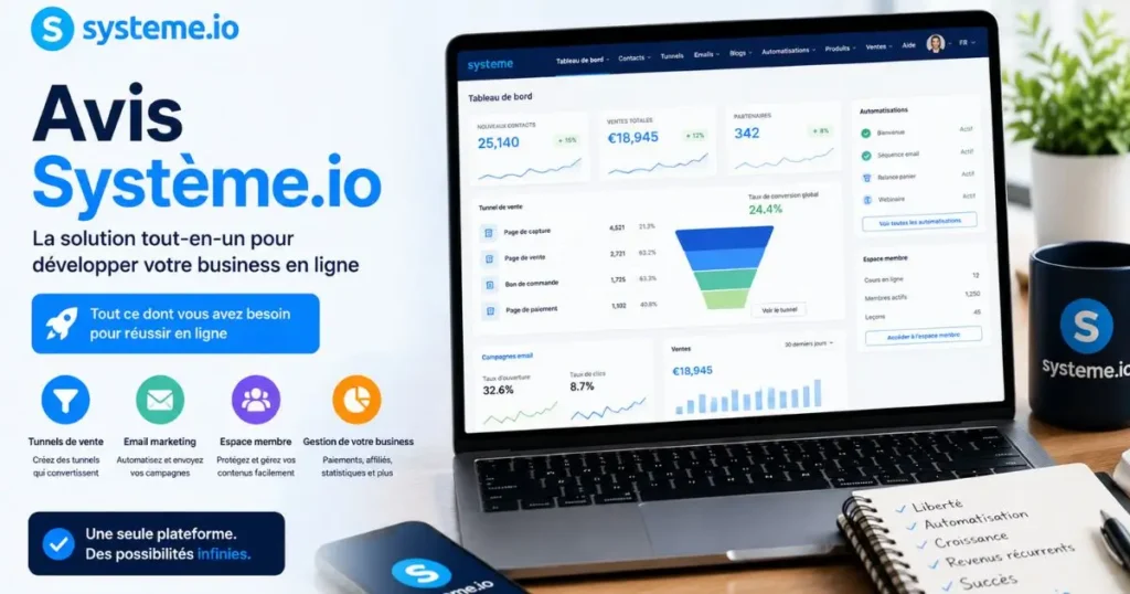 Système.io pour créer des tunnels de vente et automatiser son business en ligne